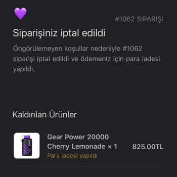 İptal Edilen Sipariş Ve İade Edilmeyen Para Sorunu