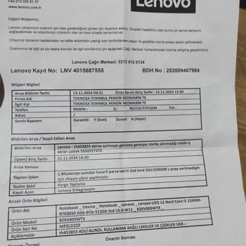 Lenovo Laptop Ekran Arızası Ve Garanti Sorunu