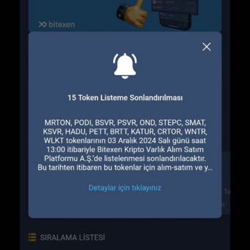 Bitexen'de Delist Edilen Tokenler Ve Mağduriyetler