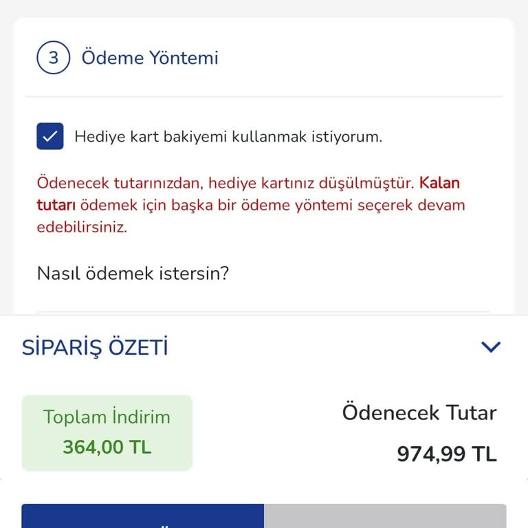 Hediye Kartı Kullanım Sorunu