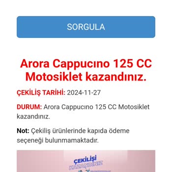 Çekilişle Kazanılan Motor İçin Kargo Ücreti Talebi
