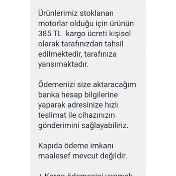 Çekilişle Kazanılan Motor İçin Kargo Ücreti Talebi