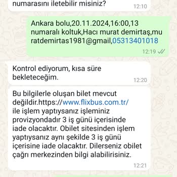 Kamil Koç'ta Bilet Ve İade Sorunu