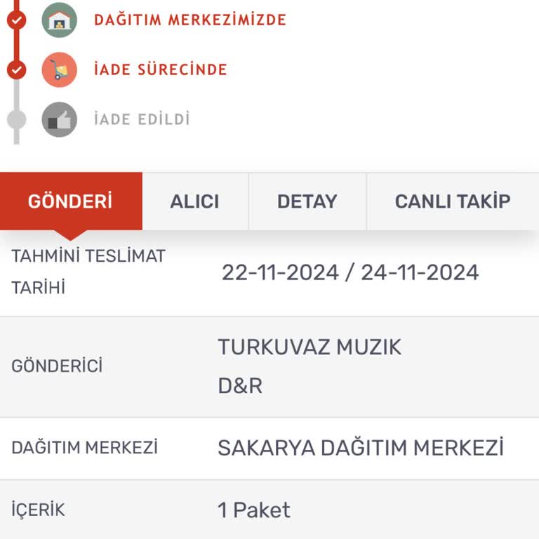 D&R Siparişim Teslim Edilmedi Ve İade Yapıldı