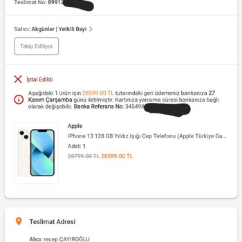 Sipariş İptali Ve Çözüm Eksikliği