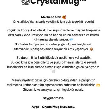 Kupa Siparişim 17 Gündür Teslim Edilmedi, İletişim Yok