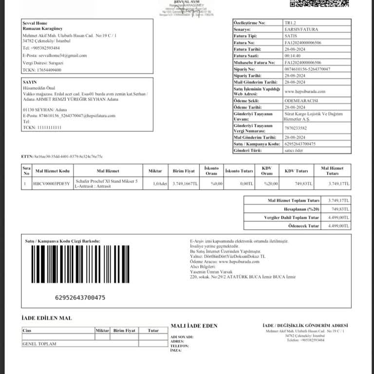 Sıfır Ürün Çalışmıyor: Schafer Prochef XL Stand Mikser Hayal Kırıklığı