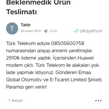 Yanıltıcı Modem Satışı: Türk Telekom Adına Yapılan Arama