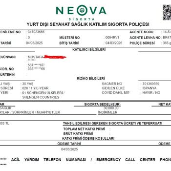 Sigortam.net'ten Alınan Seyahat Sigortasında İngilizce Ve QR Kod Sorunu