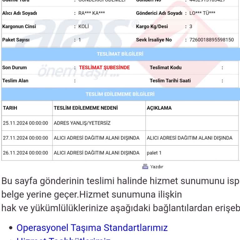 Teslimat Sorunu Ve Yanıltıcı Bilgilendirme
