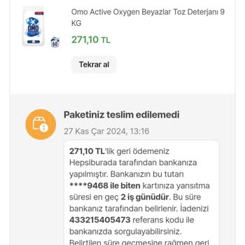 Kargo Teslim Edilmedi, İade İşlemi Yapıldı