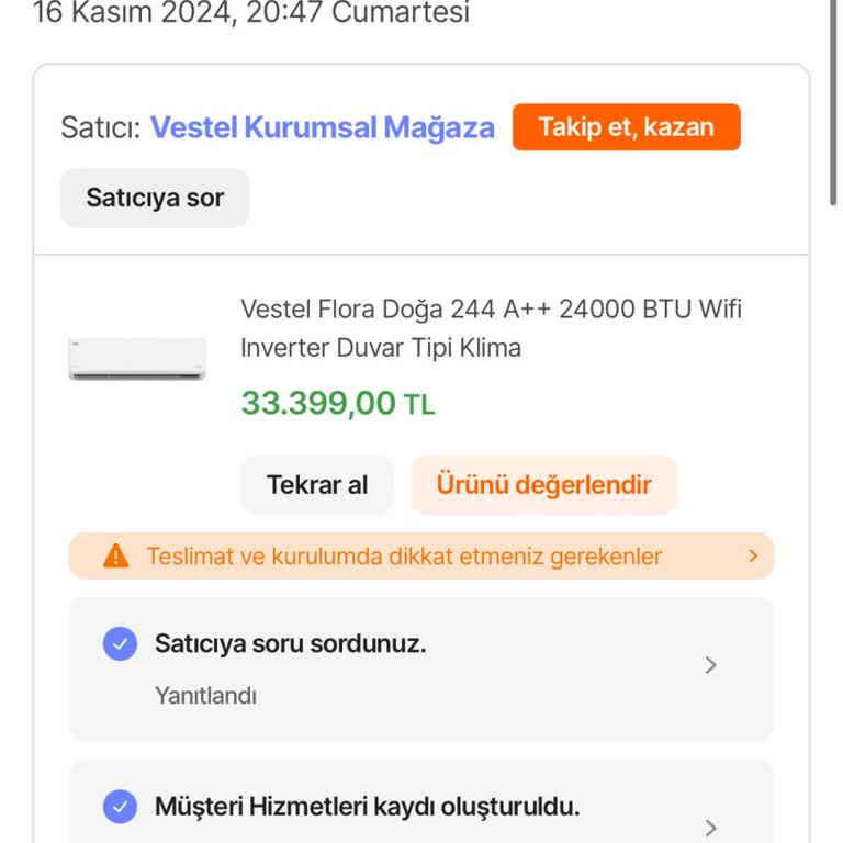 Vestel Klima Montaj Sorunu Ve İlgisizlik