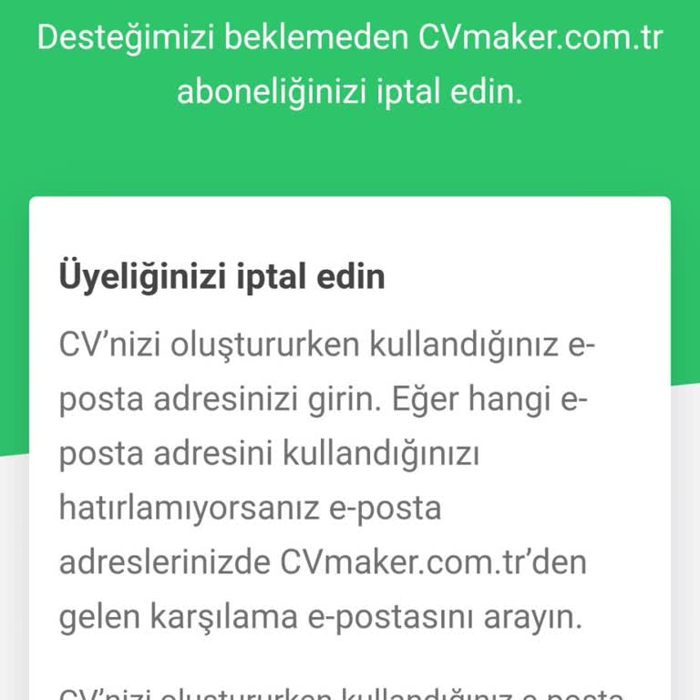 CV Maker Abonelik İptali Sorunu