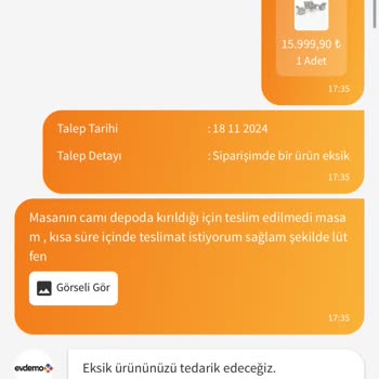 Teslim Edilmeyen Bahçe Mobilyası Ve İletişim Sorunları