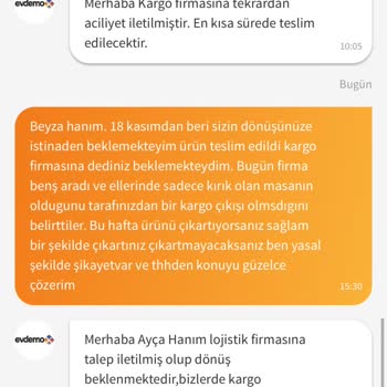 Teslim Edilmeyen Bahçe Mobilyası Ve İletişim Sorunları