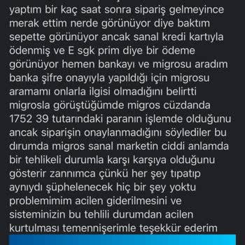 Migros Uygulamasında Provizyon Sorunu