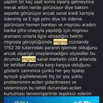 Migros Uygulamasında Provizyon Sorunu