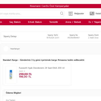 Rossmann Online Alışverişte Kargo Sorunu Ve İletişimsizlik