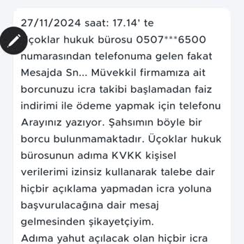Yanlış İcra Takibi Mesajı