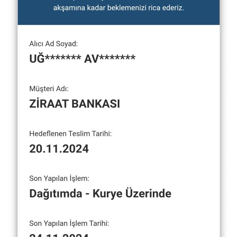 Ziraat Banka Kartımın 20 Gündür Teslim Edilmemesi