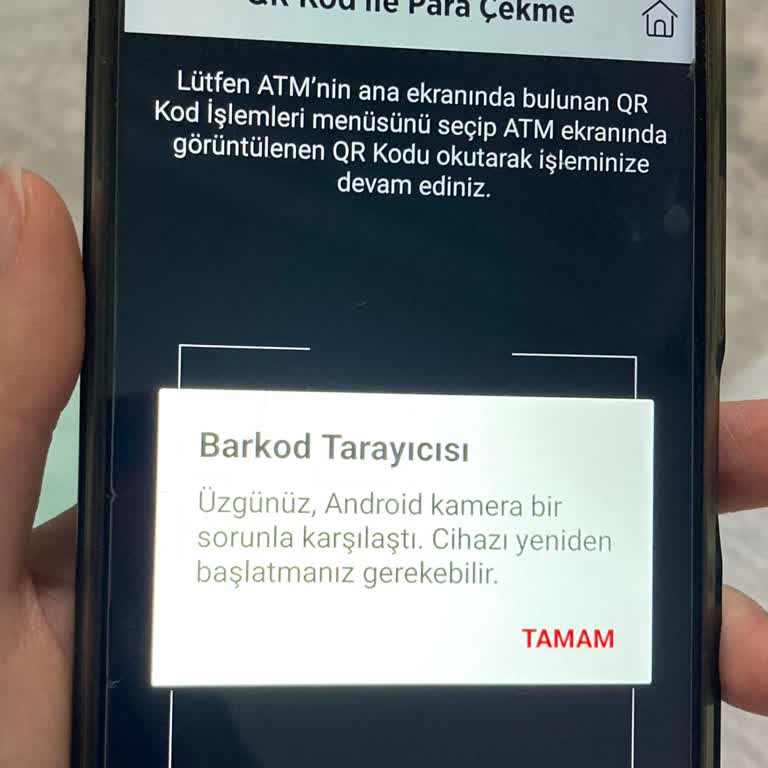 Ziraat Mobil'de QR Kod Sorunu