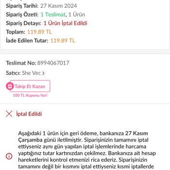 İndirimli Ürün Siparişinin Sebepsiz İptali