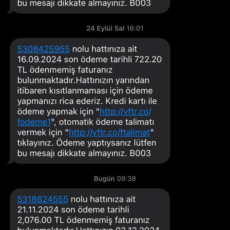 Yanlış Fatura Mesajlarıyla Karışıklık Yaşıyorum