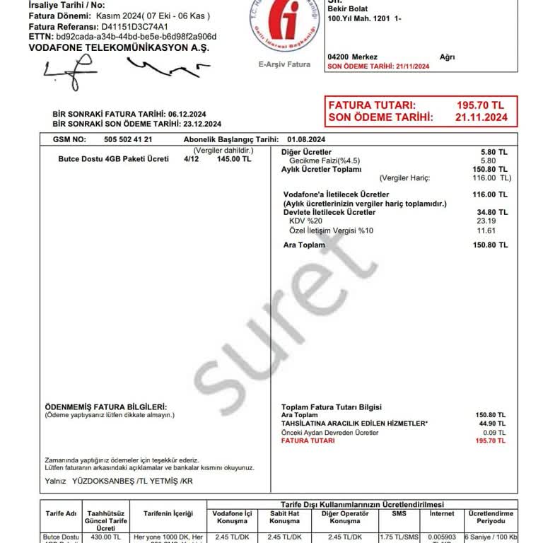 Vodafone'da Beklenmedik Fatura Sorunları