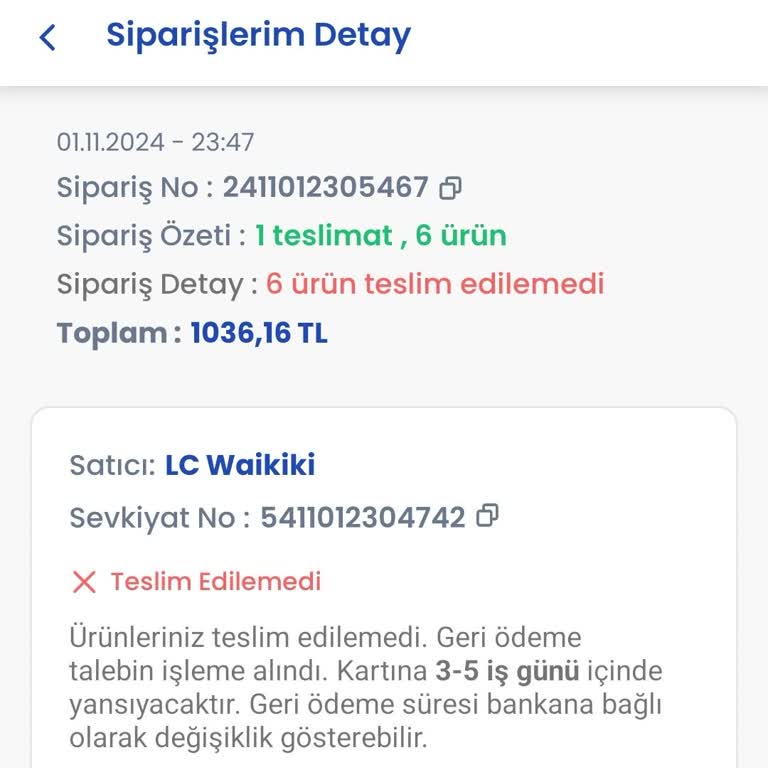 LCW'den Teslim Edilemeyen Sipariş Ve İade Sorunu