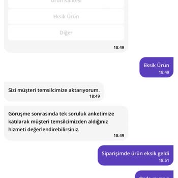 Eksik Ürün Ve Yetersiz Müşteri Hizmeti