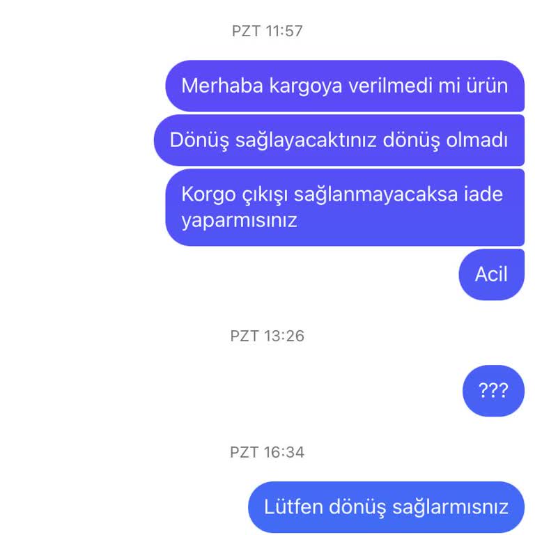 Kargoya Verilmeyen Ürün Ve İletişim Eksikliği