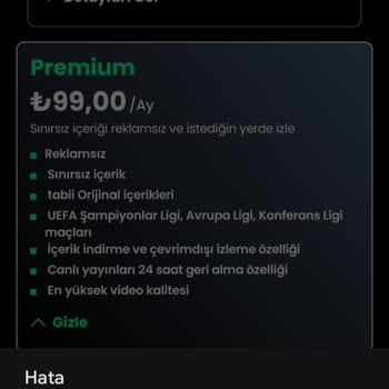 Premium Üyelikte Maç İzleme Sorunu Ve İade Talebi