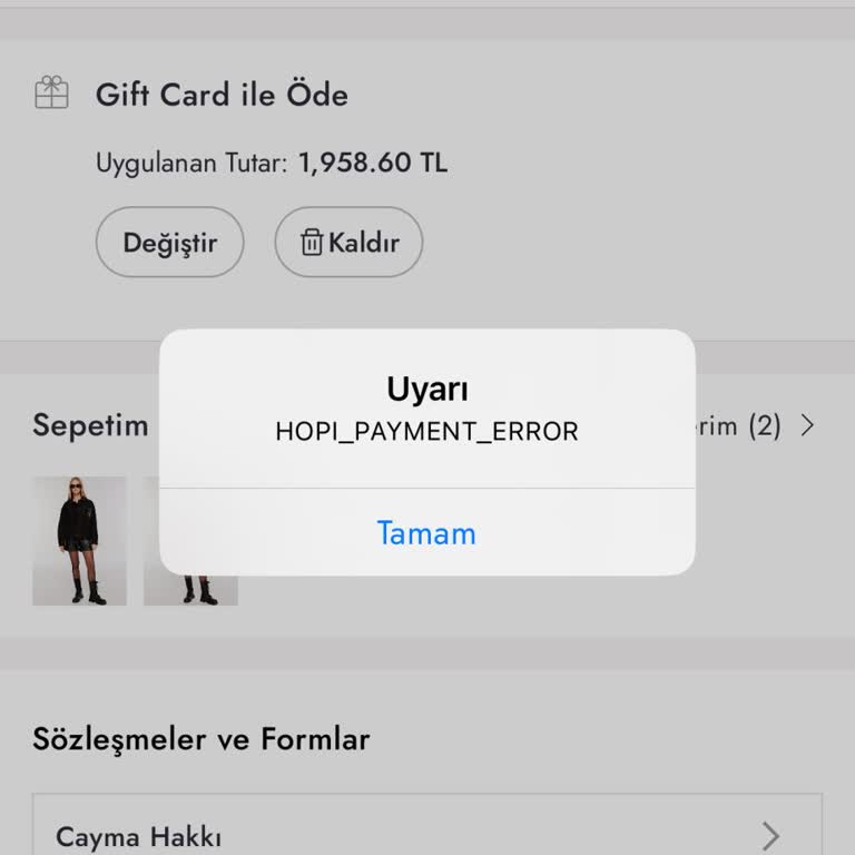 Boyner Gift Card İle Ödeme Hatası