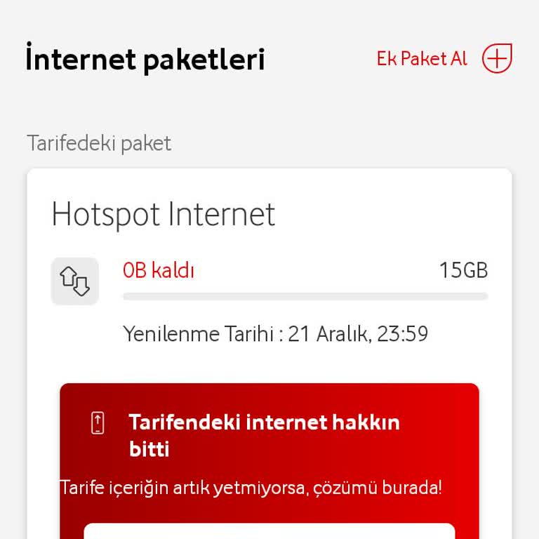 Sınırsız Red Paketiyle Sınırlı İnternet Paylaşımı Sorunu