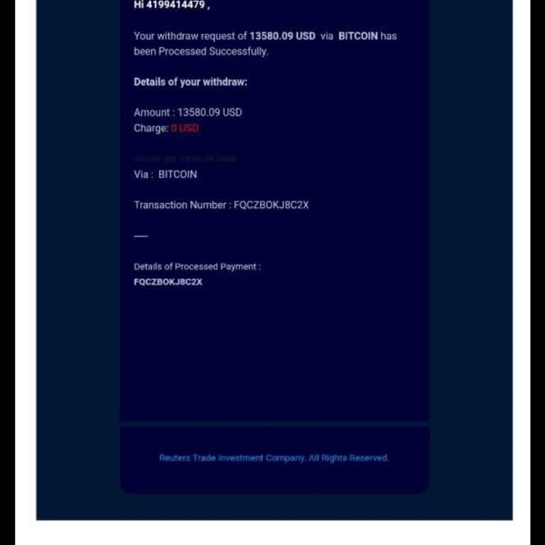 Reuters Trade Took My Investment Without Depositing It Into My Account