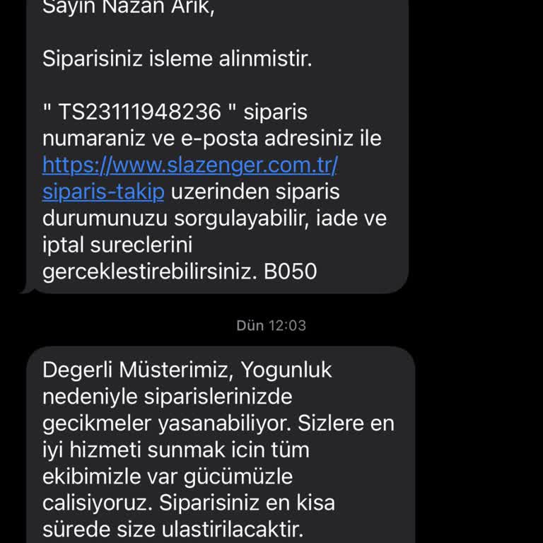 Slazenger'dan Siparişlerim Neden Hala Hazırlanıyor?