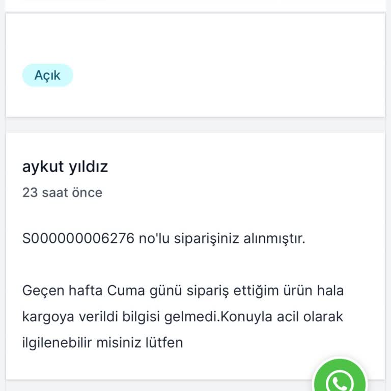 Kargoya Verilmeyen Ürün Ve Cevapsız İletişim Sorunu