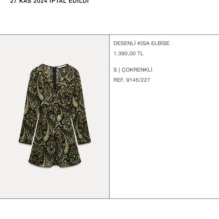 Zara Online İptal Edilen Siparişin Ücret İadesi Sorunu