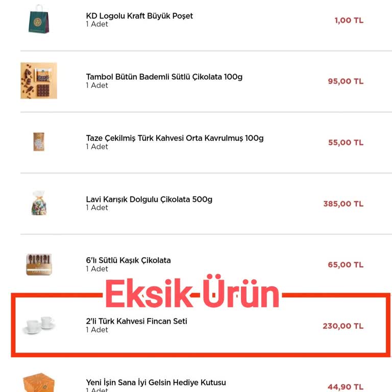 Eksik Sipariş Ve Yetersiz Bilgilendirme Sorunu