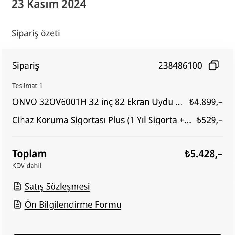 Onvo 32" Televizyon Kurulum Ücreti Mağduriyeti