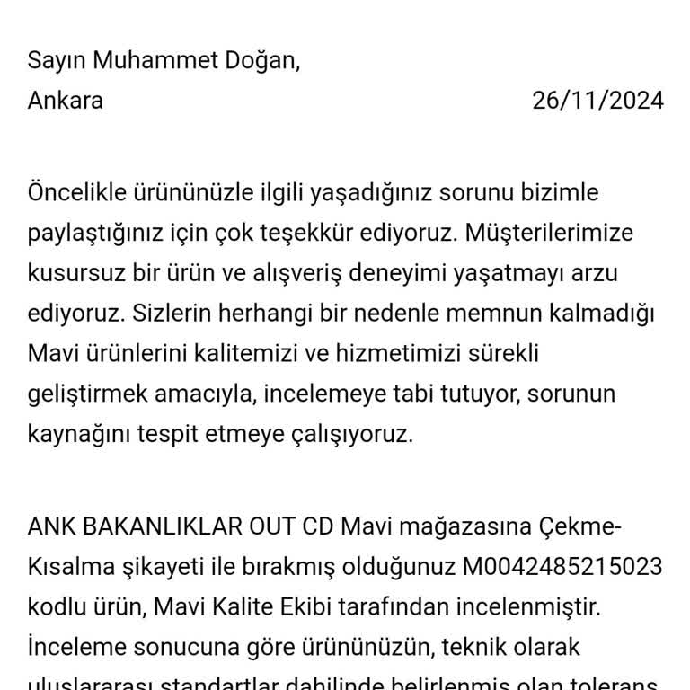 Mavi Mağazasından Alınan Pantolonun Sorunlu Ürün Deneyimi