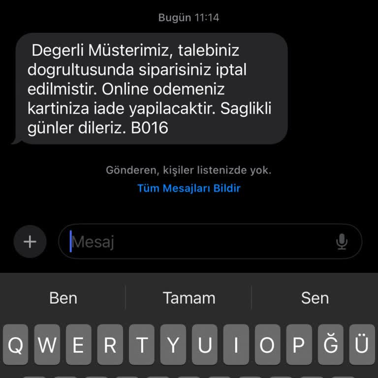Sipariş İptali Ve Yanlış Bilgilendirme Sorunu