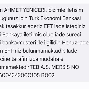 Tep Bankası'nda İade Edilmeyen EFT Sorunu