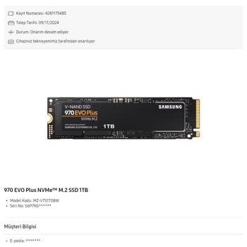 Samsung SSD Garanti Sürecinde Çözülmeyen Sorunlar Ve Müşteri Hizmetleri İlgisizliği