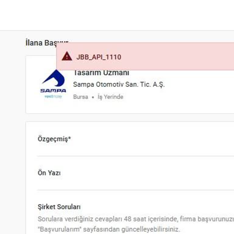 İş Başvurusunda Sürekli Hata Alıyorum