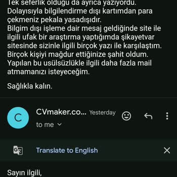CV Hazırlama Sitesinde Beklenmedik Ödeme Sorunu