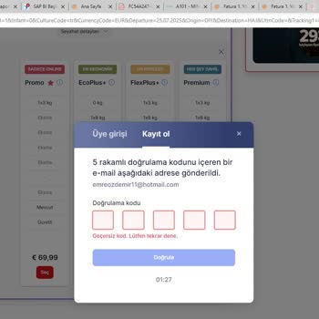 Corendon Airlines Üyelik Sorunu Ve Güvenlik Kodu Hatası