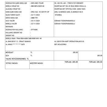 İade Edilmeyen Sigorta Ücreti