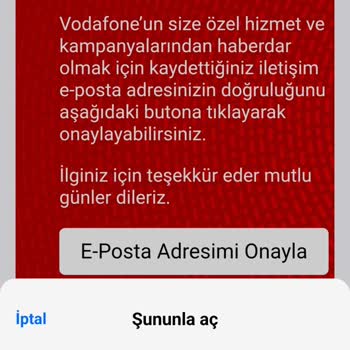 Vodafone Yanımda Uygulamasında E-posta Doğrulama Sorunu