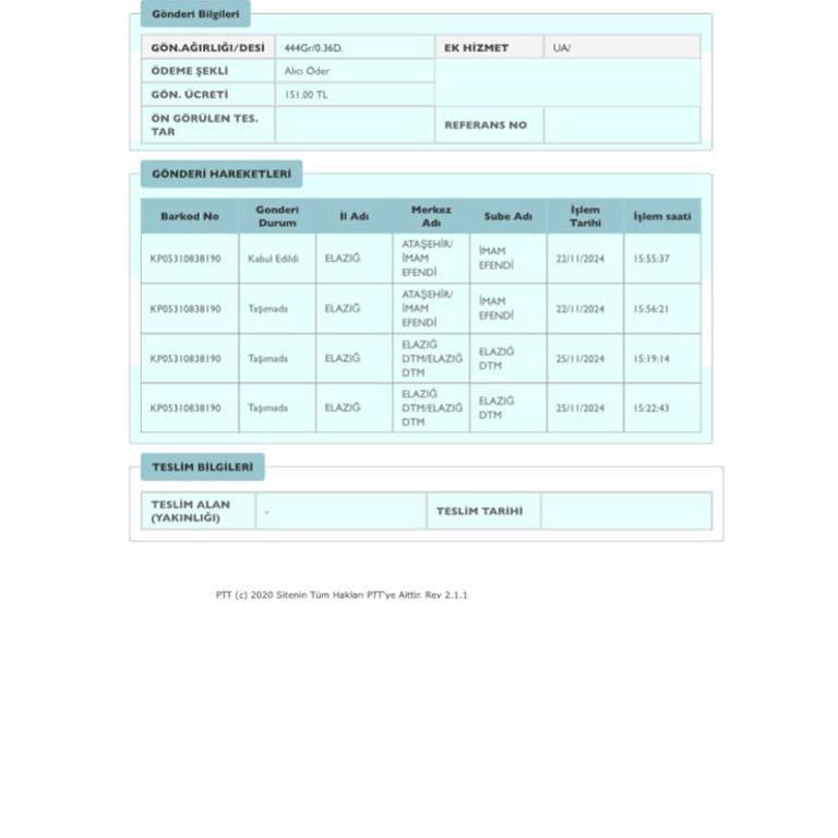 PTT Kargo'da Bilgi Alınamayan Kargo Sorunu